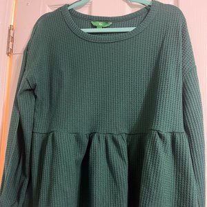 Emerald Green Long Sleeve Peplum Top